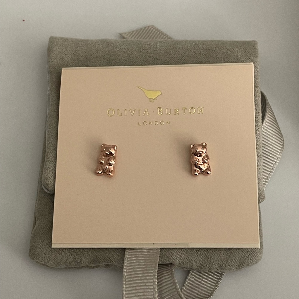 OLIVIA BURTON Rose Gold Bear Earrings